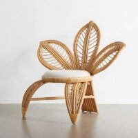 Fauteuil en rotin artisanal royal style floral abstrait FLAREUS