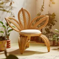 Fauteuil en rotin artisanal royal style floral abstrait FLAREUS