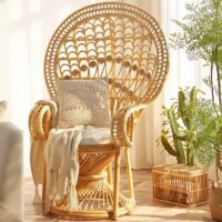 Fauteuil en rotin trône majestueux pour mariage ou décoration bohème shabby chic ELOISE