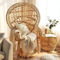 Fauteuil en rotin trône majestueux pour mariage ou décoration bohème shabby chic ELOISE