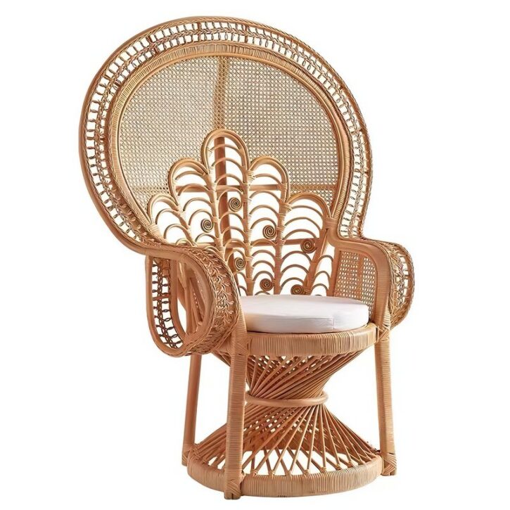 Fauteuil en rotin trône majestueux pour mariage ou décoration shabby chic ELOISE