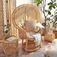 Fauteuil en rotin trône majestueux pour mariage ou décoration shabby chic ELOISE