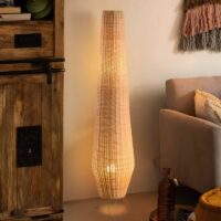 Lampe en rotin de sol pour salon naturelle et chic grande CLAUDIA