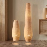 Lampe en rotin de sol pour salon naturelle et chic grande CLAUDIA