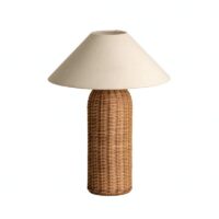 Lampe en rotin et osier long avec abat jour en tissu beige WACI