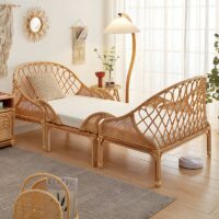 Lit en rotin modulable et convertible en fauteuil et table ATOUT