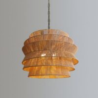Lustre en rotin et corde naturelle volumineux avec structure en fer ENTO