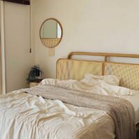 Miroir en rotin et bois circulaire mural ou décoratif LULI