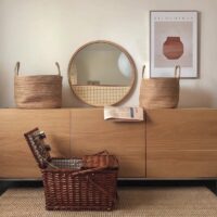 Miroir en rotin et bois circulaire mural ou décoratif LULI