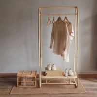 Porte manteau en rotin et bambou portant pour entrée ou chambre INSTA