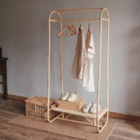 Porte manteau en rotin et bambou portant pour entrée ou chambre INSTA