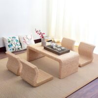 Pouf en rotin pour le sol avec dossier incurvé confortable VASICILI