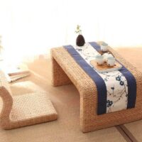 Pouf en rotin pour le sol avec dossier incurvé confortable VASICILI