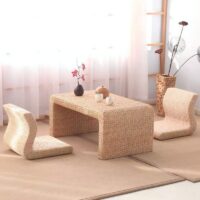 Pouf en rotin pour le sol avec dossier incurvé confortable VASICILI