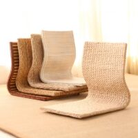 Pouf en rotin tressé et fibre naturelle pour le sol avec dossier fin confortable VASICILI