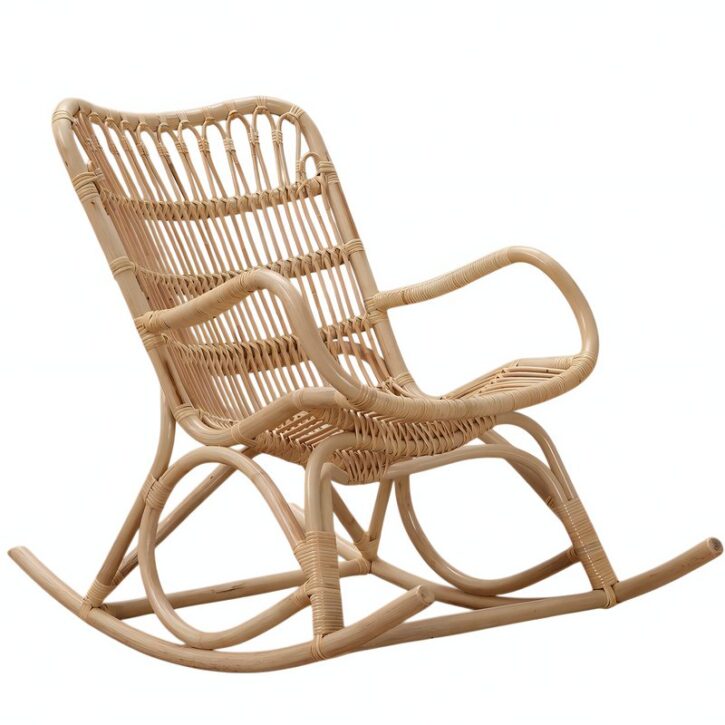 Rocking chair en rotin clair chaise à bascule assis confortable SATRA