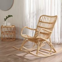 Rocking chair en rotin clair chaise à bascule assis confortable SATRA