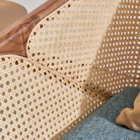 Salon en rotin tressé et bois foncé style français rétro-chic ALBERT