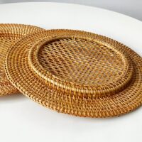 Set de table en rotin rond pour assiette simple et élégant JACPE