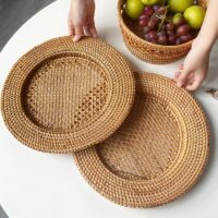Set de table en rotin rond pour assiette simple et élégant JACPE
