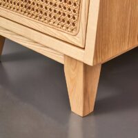 Table de chevet en rotin et bois clair avec tiroirs LASMQ
