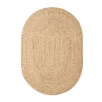 Tapis en rotin et jute tressé ovale nuance de beige et marron CIRCUS