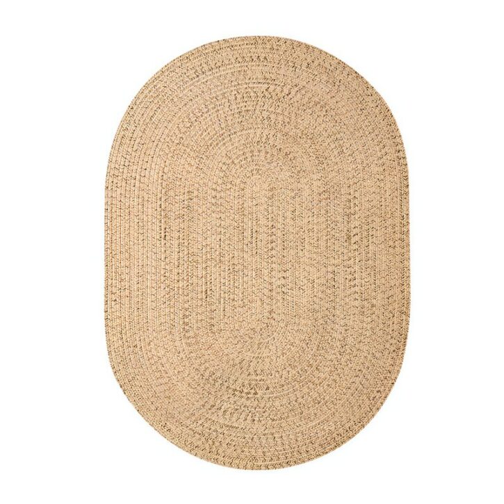 Tapis en rotin et jute tressé ovale nuance de beige et marron CIRCUS