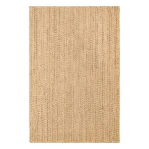 Tapis en rotin et jute tressé rectangulaire ligne droite nuance de beige et marron CIRCUS