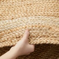 Tapis en rotin et jute uni tressé rectangulaire minimaliste CIRCUS