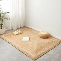 Tapis en rotin et jute uni tressé rectangulaire minimaliste CIRCUS