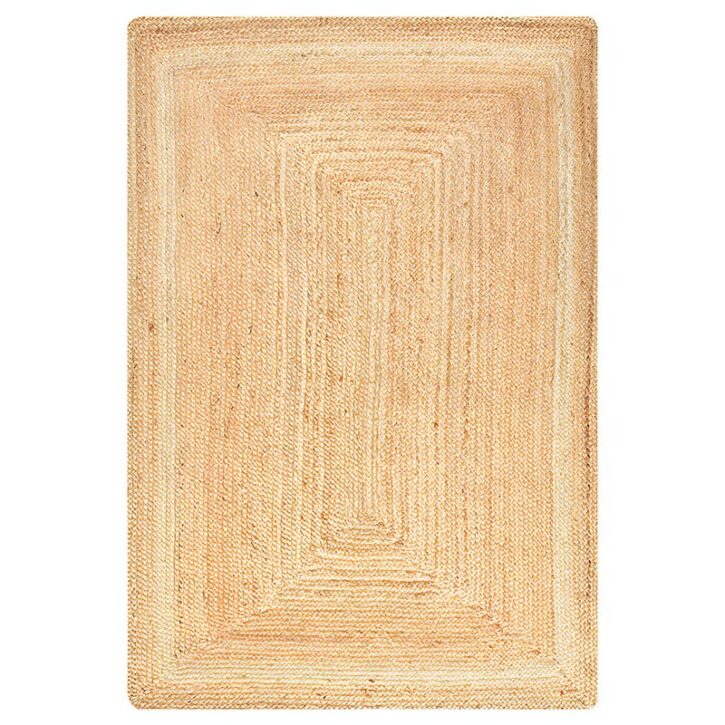 Tapis en rotin et jute uni tressé rectangulaire minimaliste CIRCUS