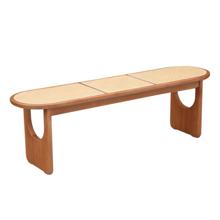 Banc en rotin assise et structure en bois minimaliste nordique design JANGOVE