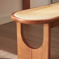 Banc en rotin assise et structure en bois minimaliste nordique design JANGOVE