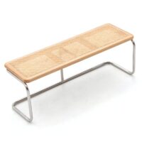 Banc en rotin et bois avec structure en fer style néo rétro scandinave MARVA