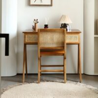 Bureau en rotin et bois d’appoint style scandinave moderne LIBRE