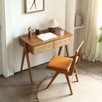 Bureau en rotin et bois d’appoint style scandinave moderne LIBRE
