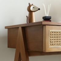Bureau en rotin et bois d’appoint style scandinave moderne LIBRE