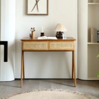 Bureau en rotin et bois d’appoint style scandinave moderne LIBRE