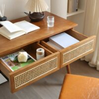 Bureau en rotin et bois d’appoint style scandinave moderne LIBRE