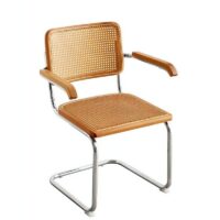 Chaise en rotin et bois avec structure en fer style néo rétro scandinave MARVA