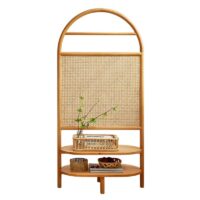Décoration en rotin et bois orangé paravent avec étagère BOHMIOA