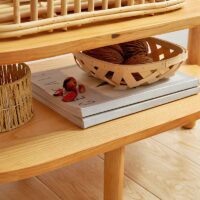 Décoration en rotin et bois orangé paravent avec étagère BOHMIOA