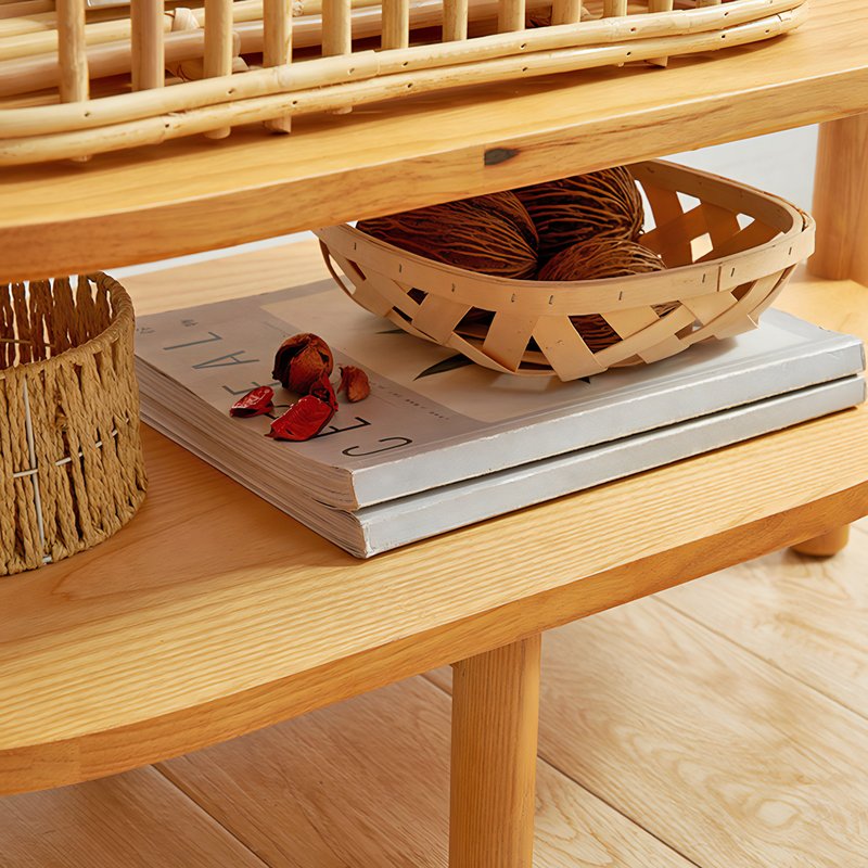 Décoration en rotin et bois orangé paravent avec étagère BOHMIOA