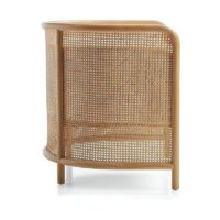 Fauteuil en rotin et bois avec coussins forme arrondie confortable ACHIL