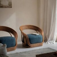 Loveuse en rotin et bambou abstraite et design avec assise confortable DIONISOS