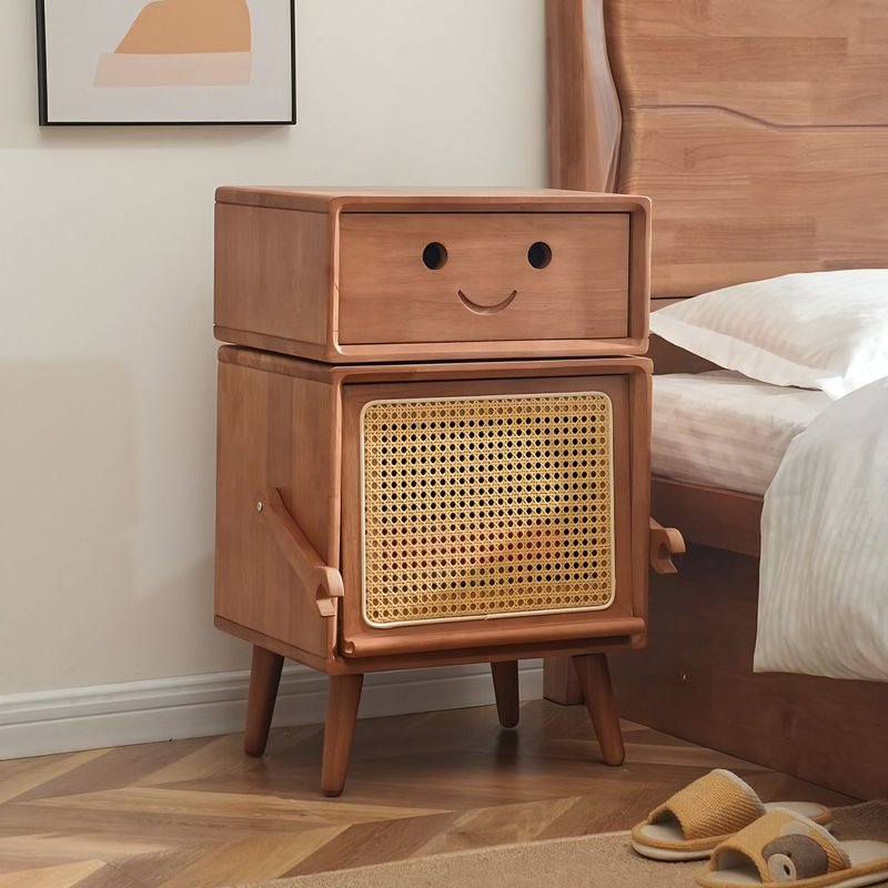 Table de chevet en rotin et bois pour enfant petit robot JIMMY